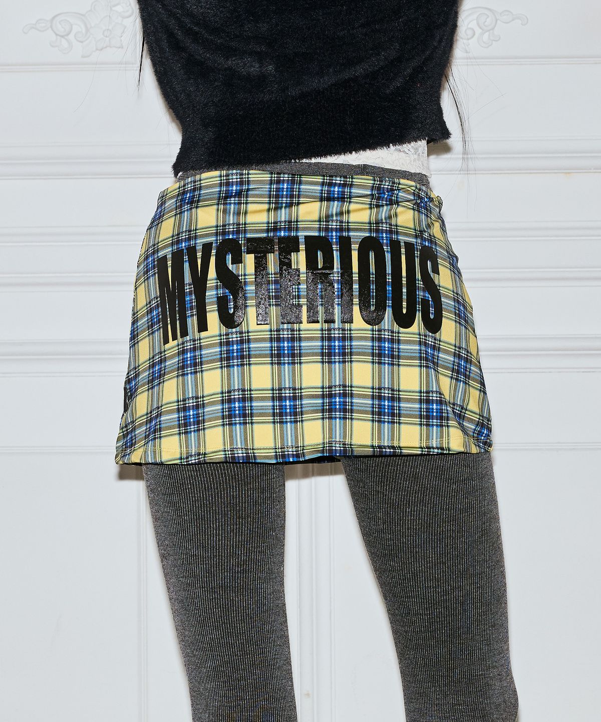 미스테리어스호텔(THE MYSTERIOUS HOTEL) MOON CHECK MINI SKIRT PT [YELLOW]