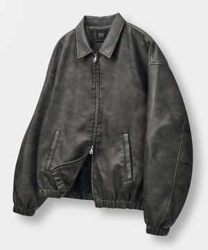 FAUX 레더 워시드 데일리 자켓_브라운