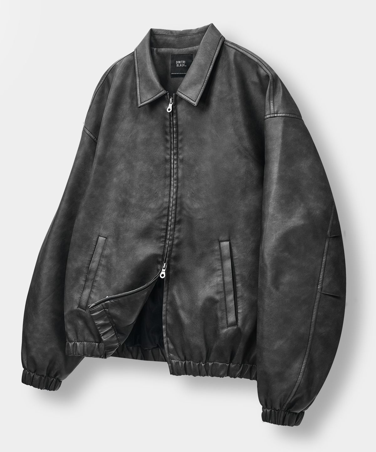 디미트리블랙(DIMITRI BLACK) FAUX 레더 워시드 데일리 자켓_블랙