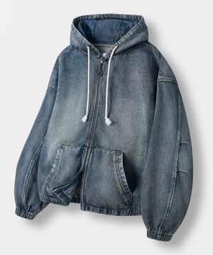 ASI 포시즌 에센셜 후드 집업_데님 더스트 인디고