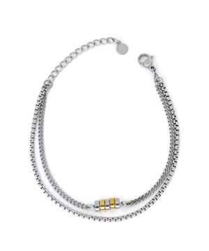 써지컬스틸 너트쉐입 컬러믹스 두줄팔찌/ GHMB-313