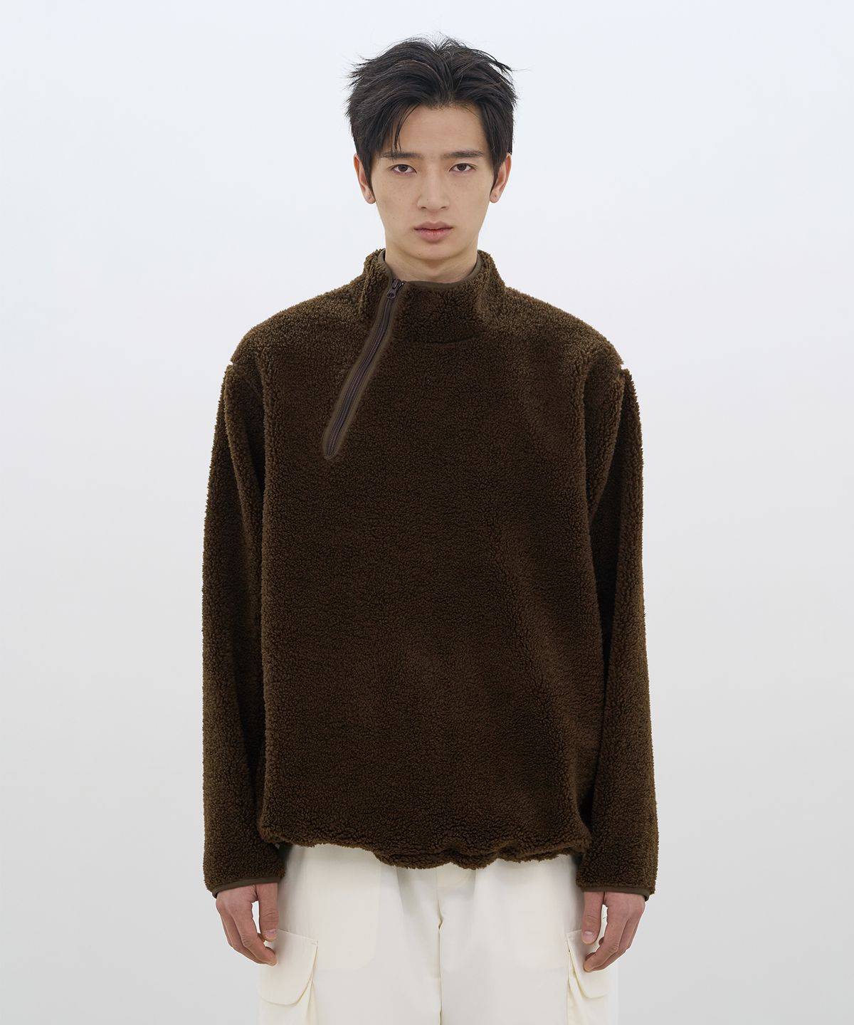카사카사(KASAKASA) Fleece Zip Pullover Brown