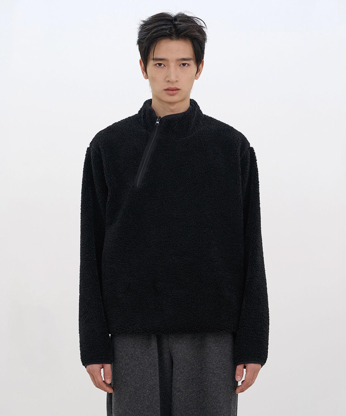 카사카사(KASAKASA) Fleece Zip Pullover Black