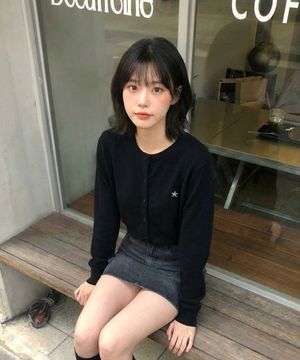 데일리 스타 라운드 가디건 블랙