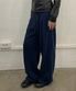 투턱 와이드 밴딩 팬츠 네이비