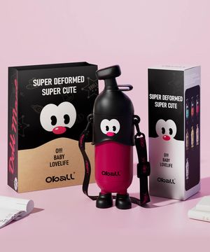 도도 오볼 스트랩 빨대 텀블러 400ml-핑크블랙