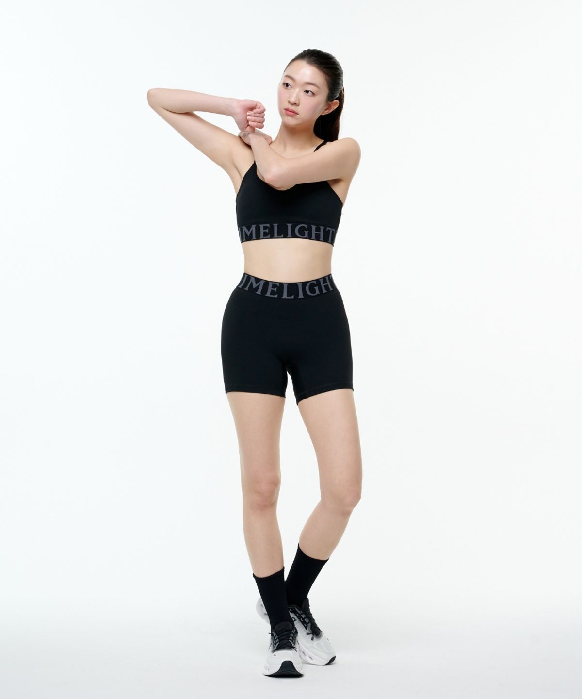 라임라잇 어패럴(LIMELIGHT APPAREL) 라임라잇 엘리트 2.5부 레깅스 쇼츠 (블랙/그레이)