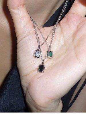 SQUARE GEMSTONE NECKLACE