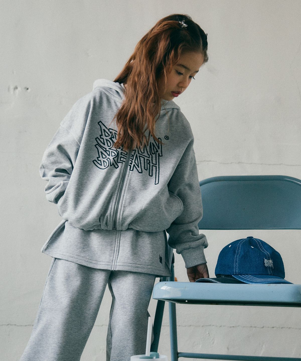브라운브레스 키즈(BROWNBREATH KIDS) KIDS GIRL CROP HOOD ZIP UP - M/GREY