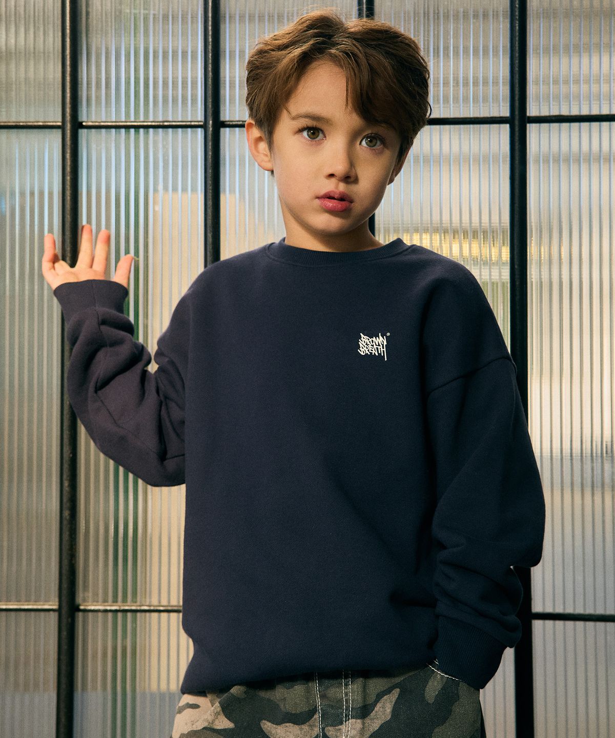 브라운브레스 키즈(BROWNBREATH KIDS) KIDS TAG CREWNECK - NAVY