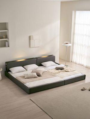 해온 LED 오픈 저상형 가죽 패밀리 침대 SS+Q(매트제외)