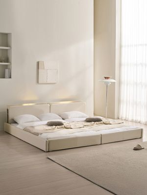 해온 LED 오픈 저상형 가죽 패밀리 침대 SS+SS(양모라텍스매트)