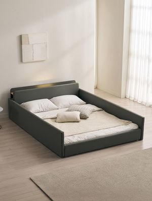 해온 LED 가드 저상형 가죽 침대(본넬스프링 매트리스-퀸)