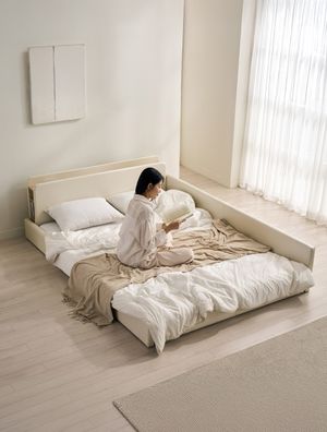 해온 LED 밸런스 저상형 가죽 침대(독립스프링 매트리스-퀸)