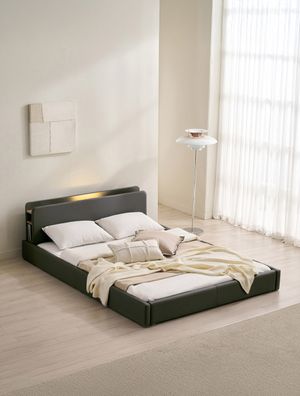 해온 LED 오픈 저상형 가죽 침대(65T 유로탑 독립 매트리스-퀸)