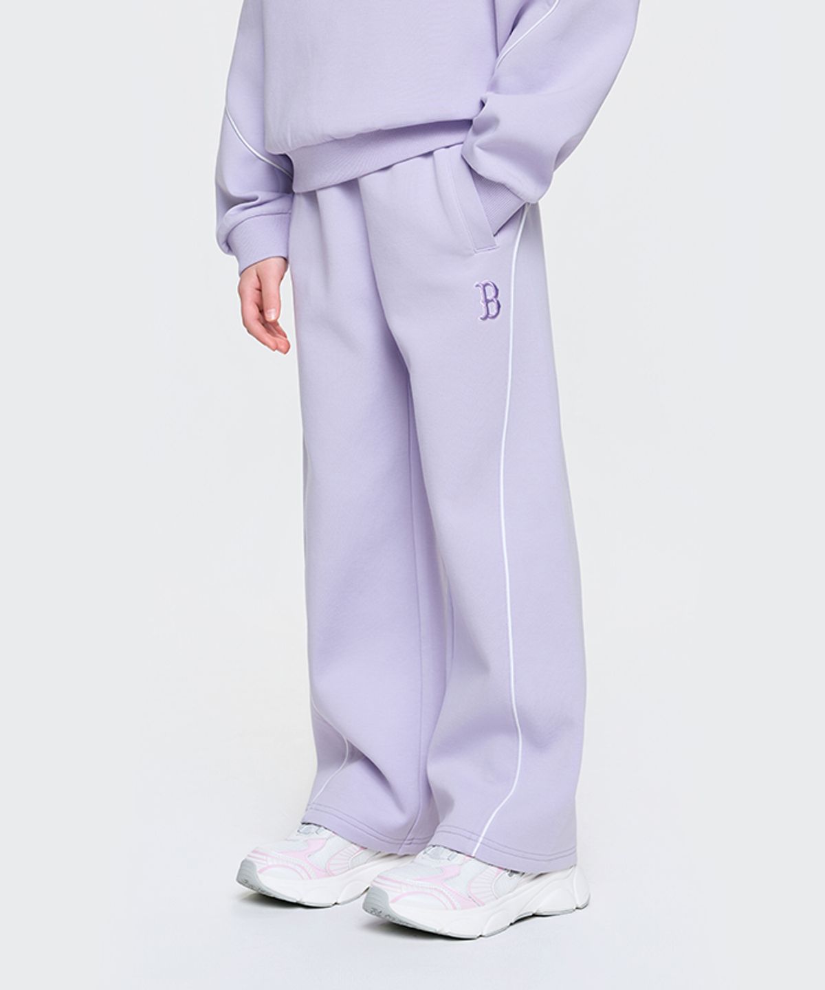 엠엘비 키즈(MLB KIDS) 애슬레저 여아 세미와이드 팬츠 BOS (Lavender)
