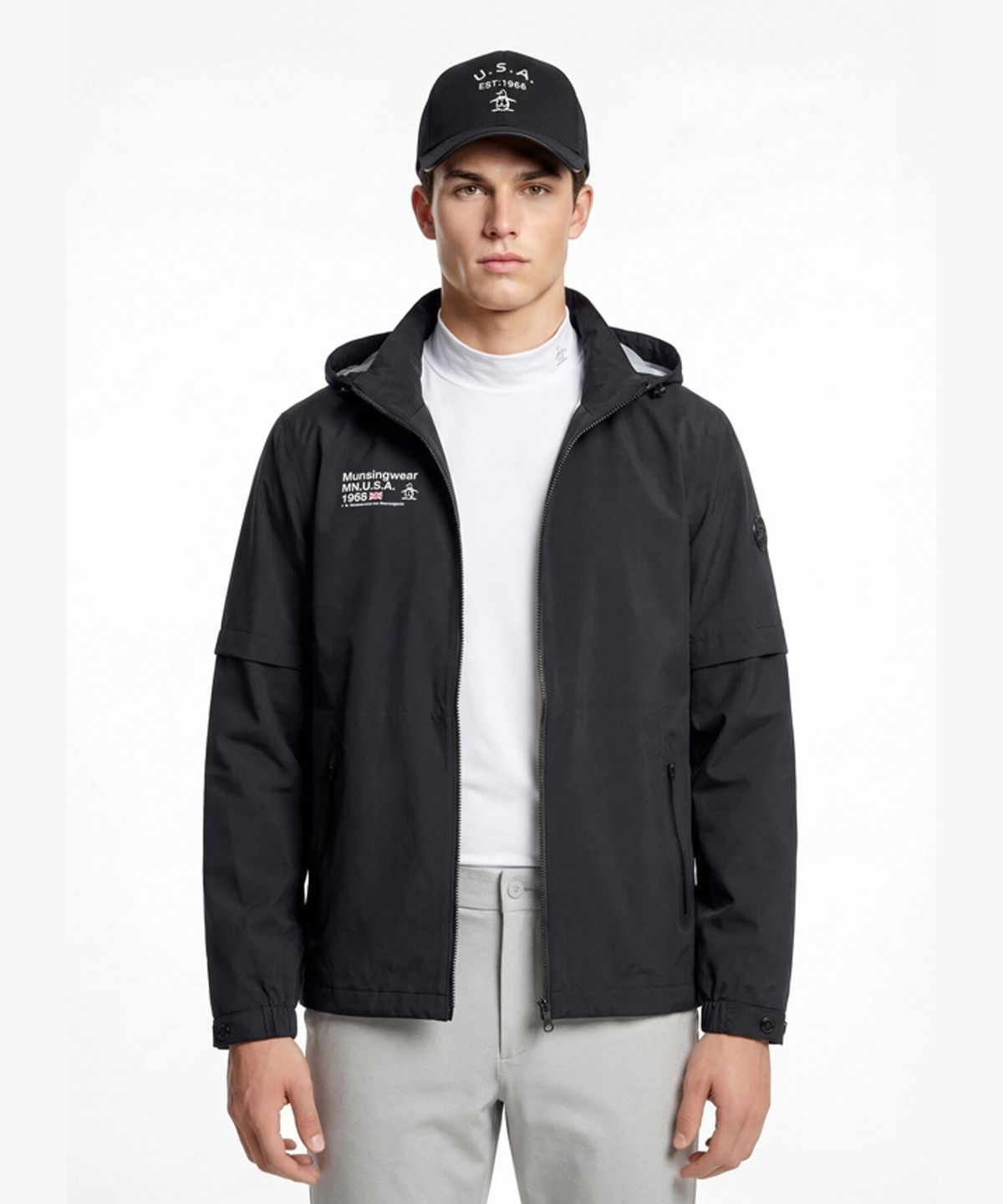 먼싱웨어(MUNSINGWEAR) 남성 레인 점퍼 블랙 MR121MJP32
