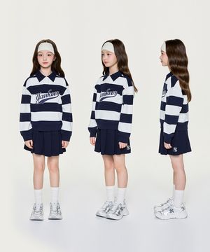 스포티브 바시티 럭비 스트라이프 카라 맨투맨세트(여아) NY (Navy)