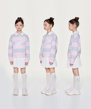 스포티브 바시티 럭비 스트라이프 카라 맨투맨세트(여아) NY (L.Pink)