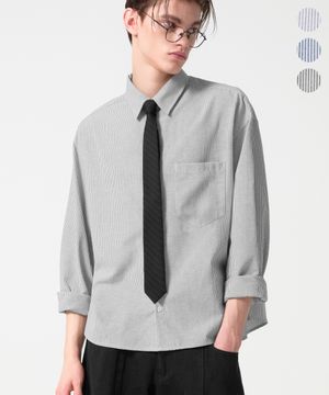 에센셜 옥스포드 크롭 스트라이프 셔츠_3color