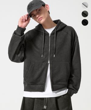 [기획] (여성추가) 절개 세미 크롭 피그먼트 후드 집업_3color