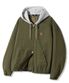 2WAY 빈티지 워싱 코튼 후드 집업_카키
