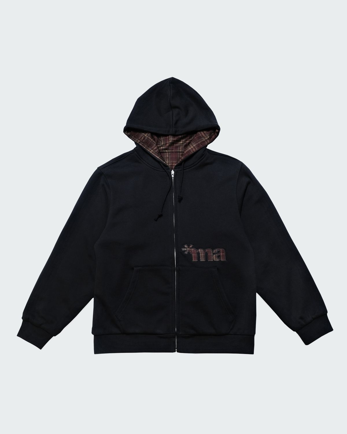 무비그아카이브(MUBIG.ARCHIVE) Reversible Plaid Zip Hoodie (burgundy)