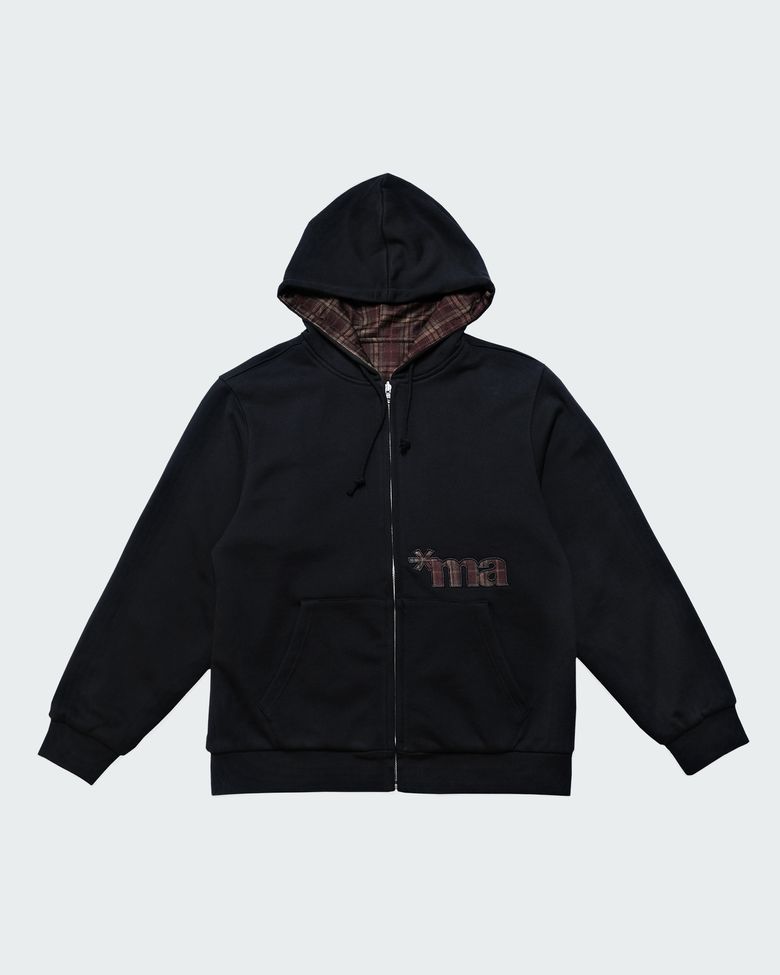Reversible Plaid Zip Hoodie (burgundy)