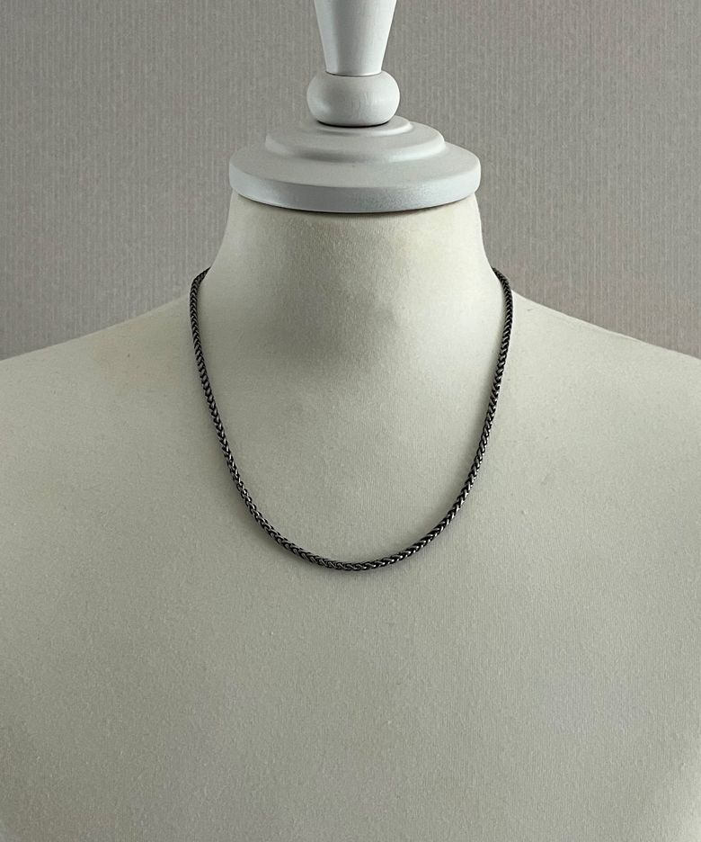 [목걸이][써지컬스틸]3MM Basket Chain Necklace Vintage Silver