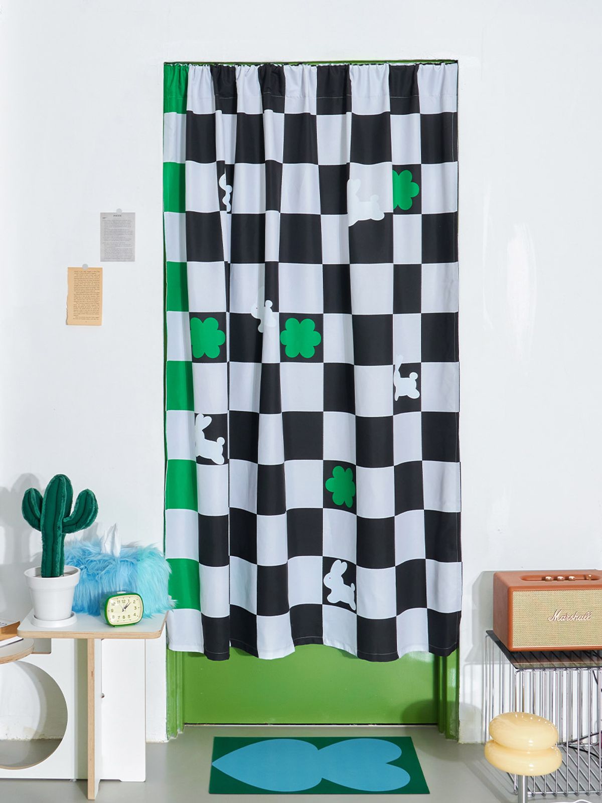 뷔오디엠(VODM) CheckerToki Black 포인트 커튼 2size