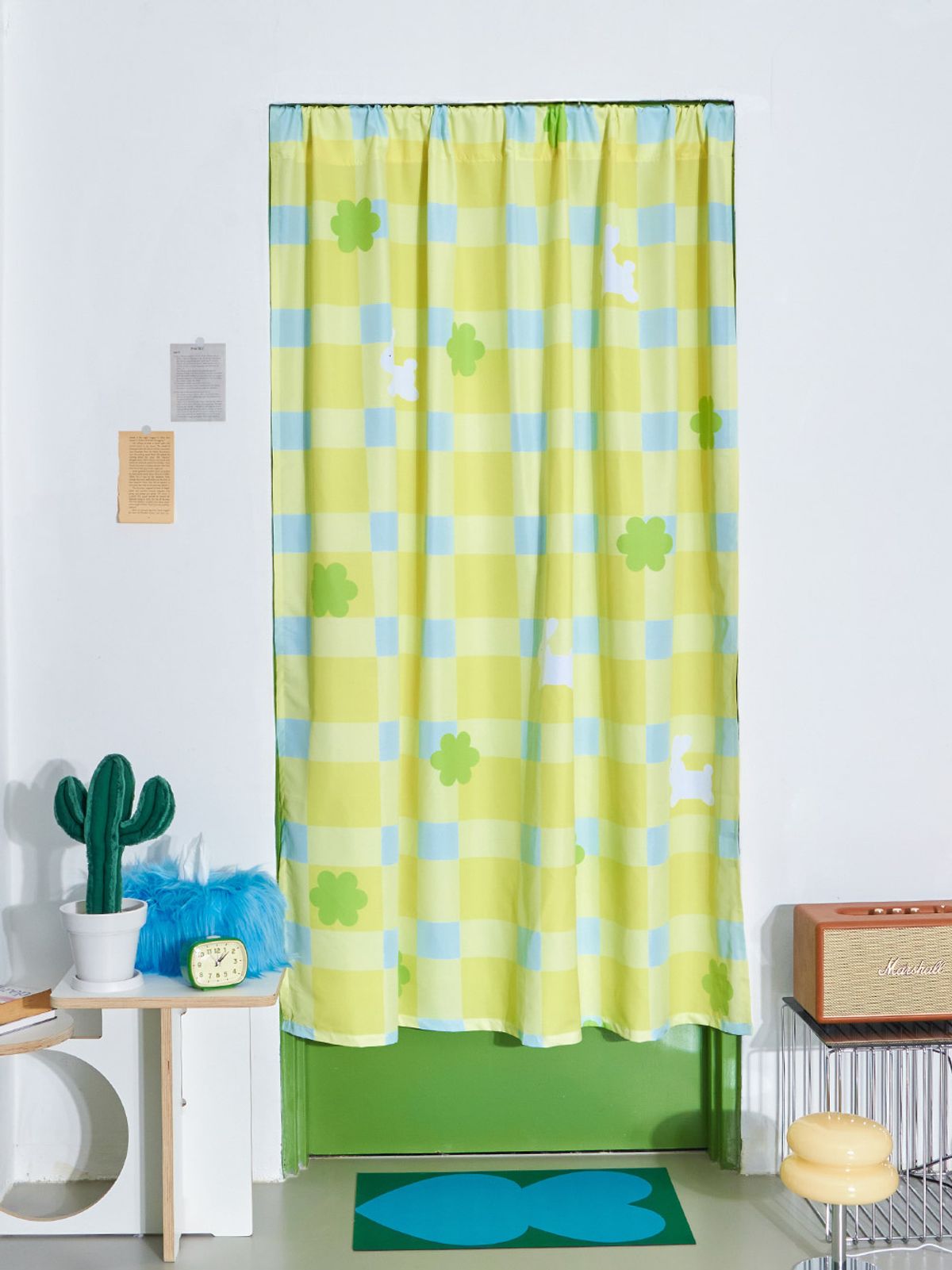 뷔오디엠(VODM) CheckerToki Yellow 포인트 커튼 2size