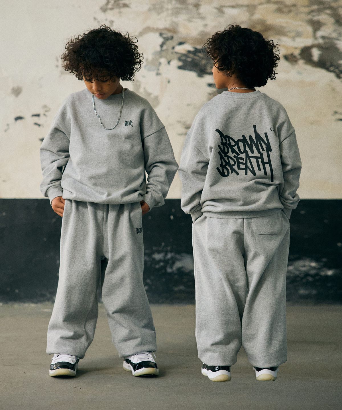 브라운브레스 키즈(BROWNBREATH KIDS) KIDS TAG CREWNECK SETUP_ MGREY