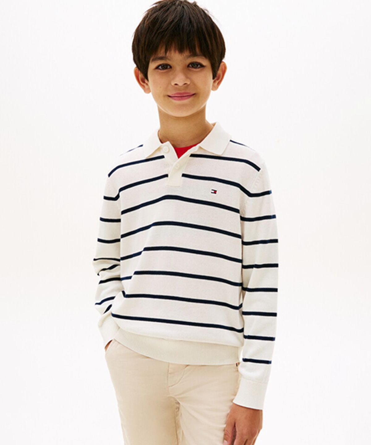타미힐피거 키즈(TOMMY HILFIGER KIDS) 스트라이프 폴로 칼라 스웨터