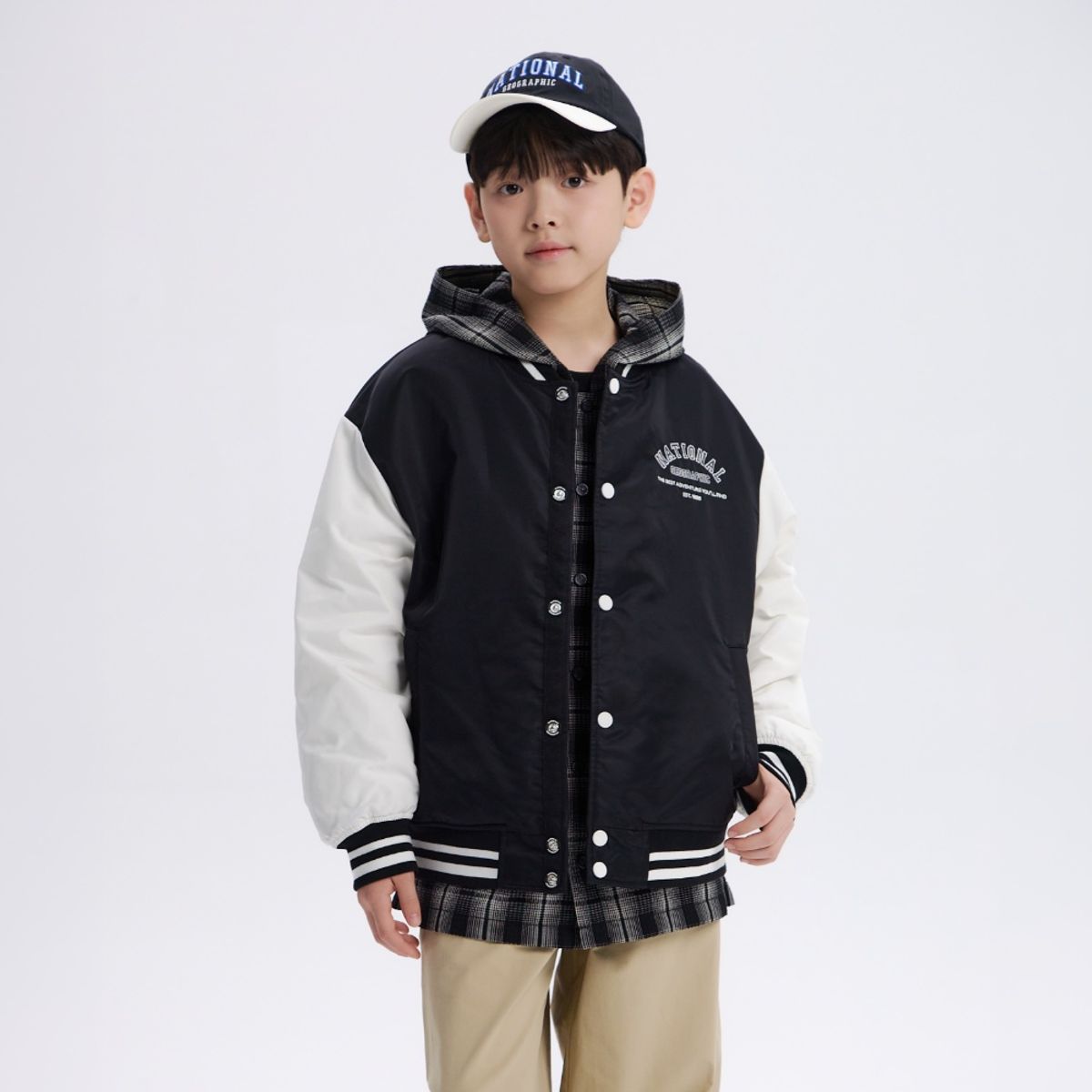 내셔널지오그래픽 키즈(NATIONAL GEOGRAPHIC KIDS) K261UPD910 우븐 베이스볼 패딩 JP CARBON BLACK