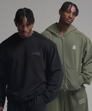 [2PACK] 피그먼트 오버핏 절개 2WAY 후드 집업 + 피그먼트 오버핏 절개 스트링 맨투맨 (3COLOR)