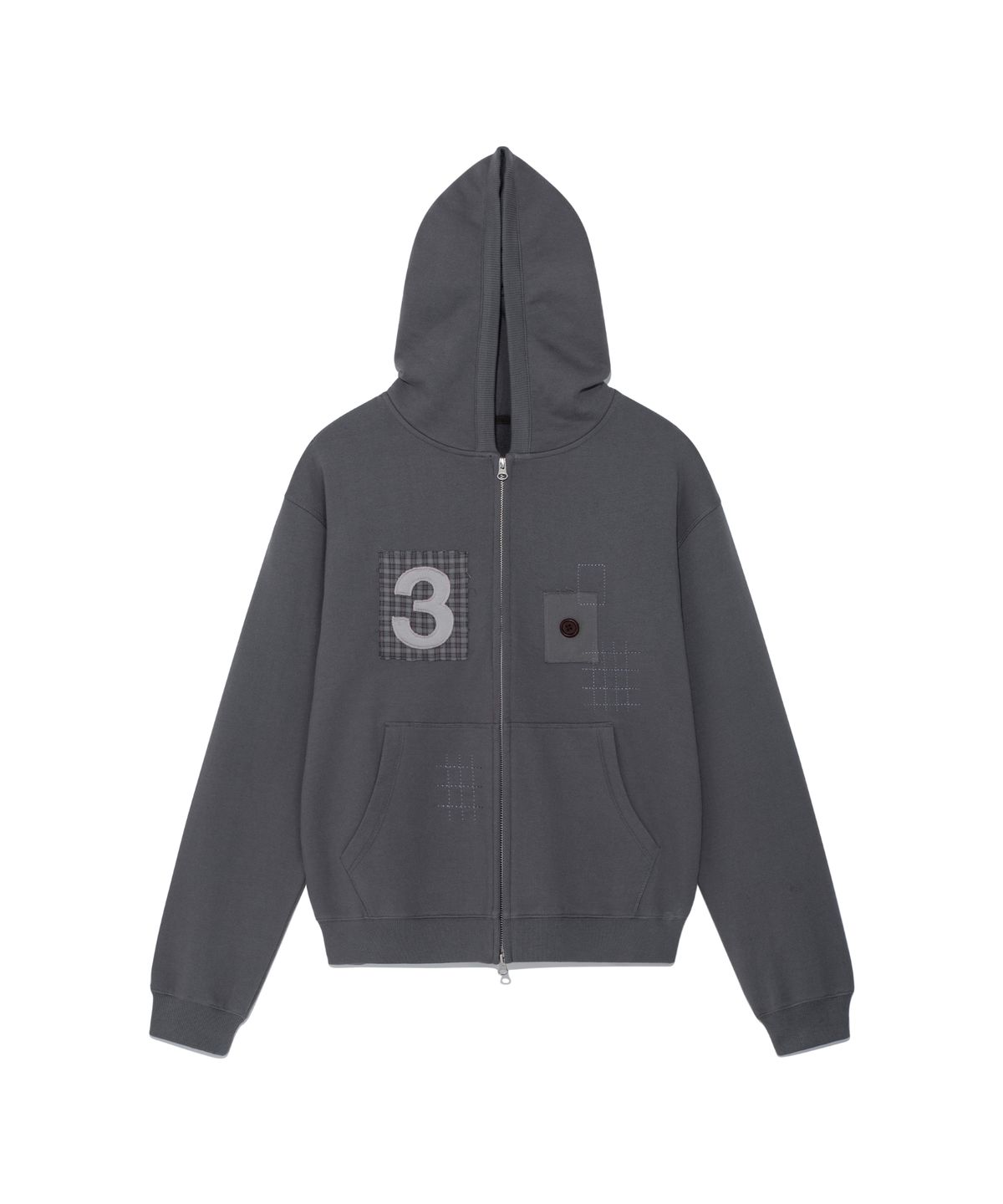더콜디스트모먼트(THE COLDEST MOMENT) TCM 3 stitch hooded zip-up (dark grey)