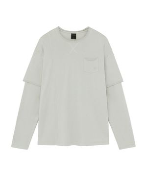 TCM raw cut layered long sleeve (light grey)