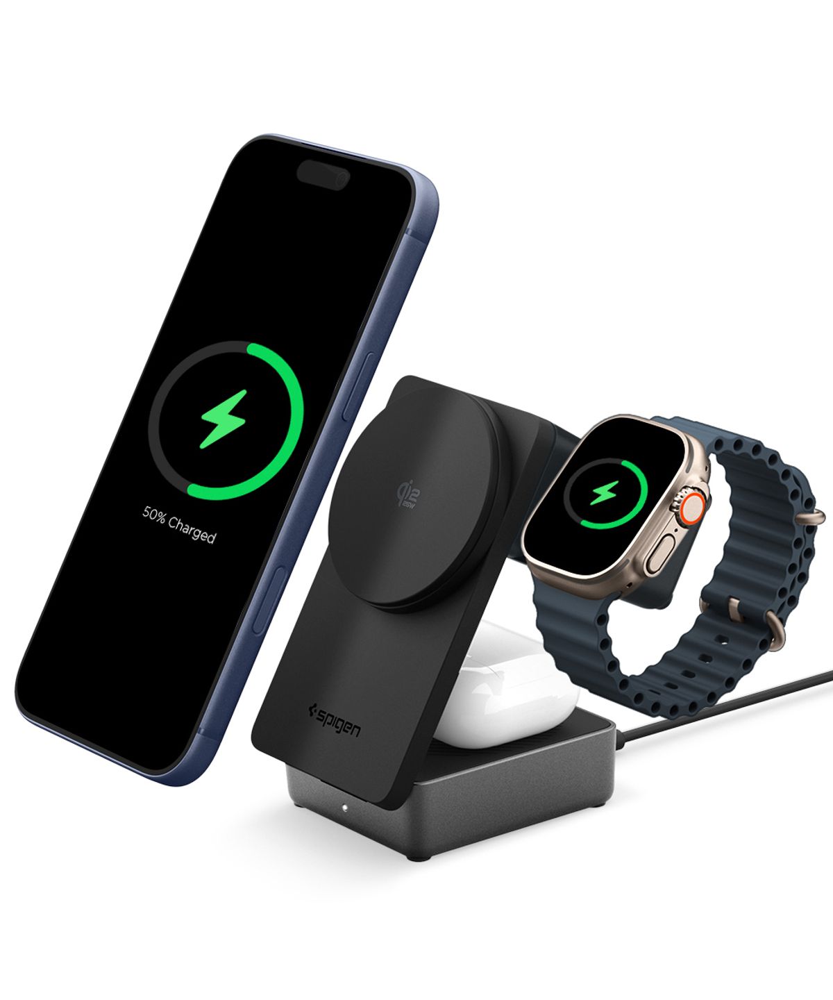 슈피겐(SPIGEN) Qi2 25W 3in1 폴더블 맥세이프 초고속 무선 충전기 EF323MQ
