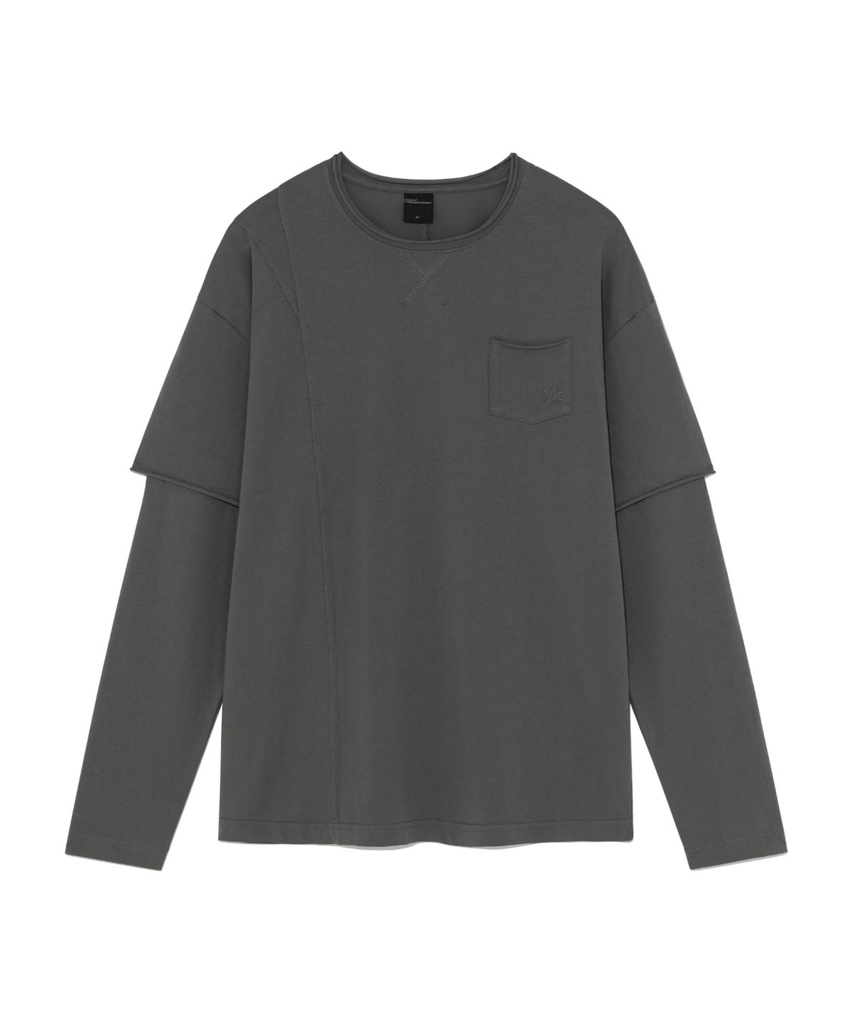 더콜디스트모먼트(THE COLDEST MOMENT) TCM raw cut layered long sleeve (charcoal)