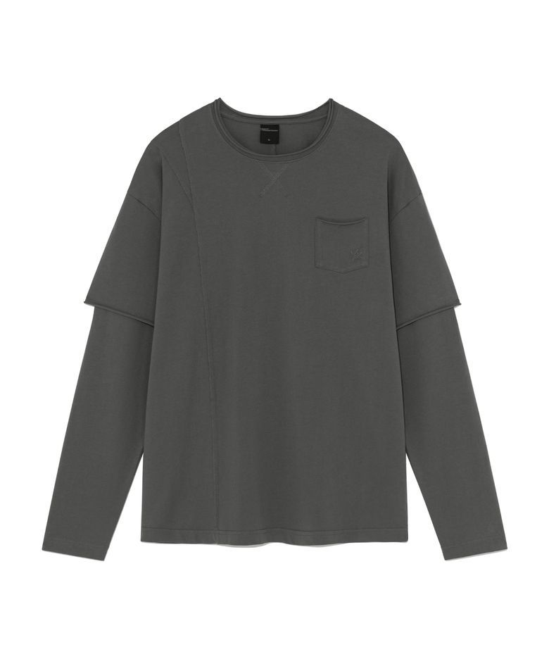 TCM raw cut layered long sleeve (charcoal)