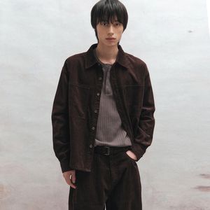 코듀로이 크롭 셔츠 (브라운)