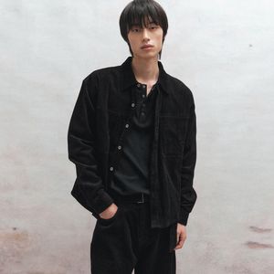 코듀로이 크롭 셔츠 (블랙)