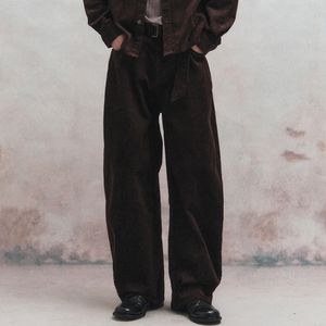 코듀로이 벨티드 커브드 팬츠 (브라운)