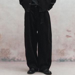 코듀로이 벨티드 커브드 팬츠 (블랙)