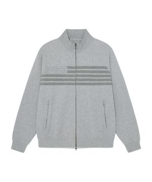 TCM flag sweat jersey zip-up (melange grey)