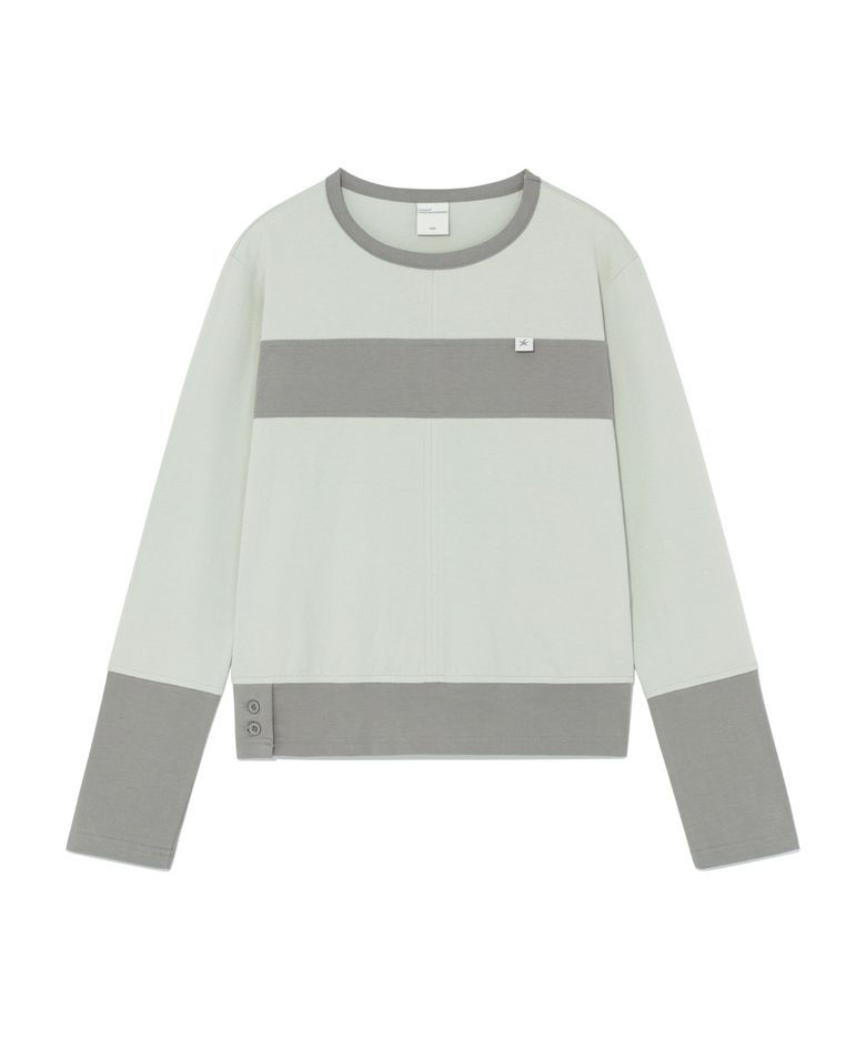 (w) TCM color block line long sleeve (pistachio)