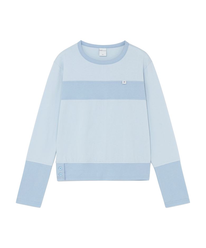 (w) TCM color block line long sleeve (sky blue)