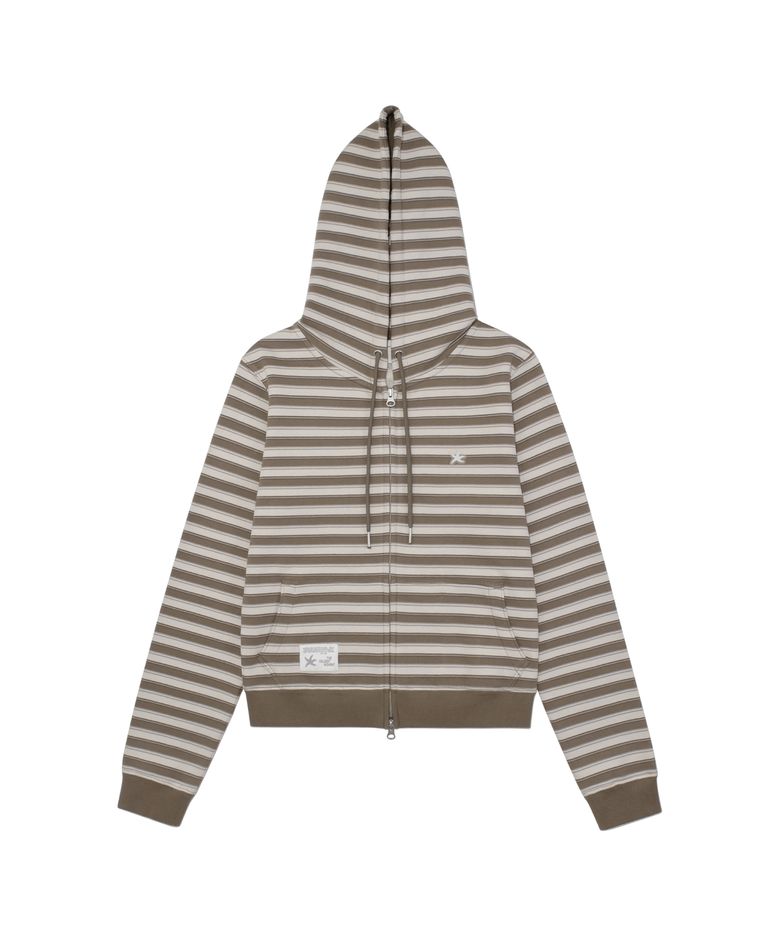 TCM stripe standard hooded zip-up (brown)