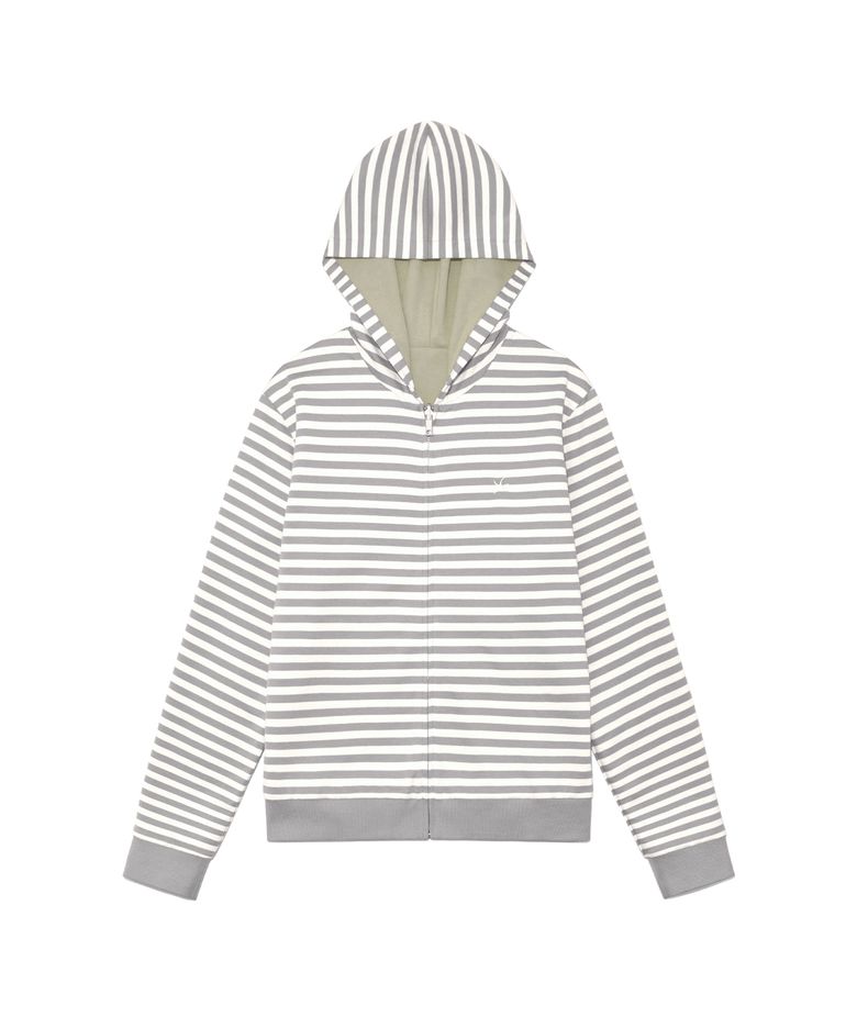 TCM reversible stripe hooded zip-up (beige)
