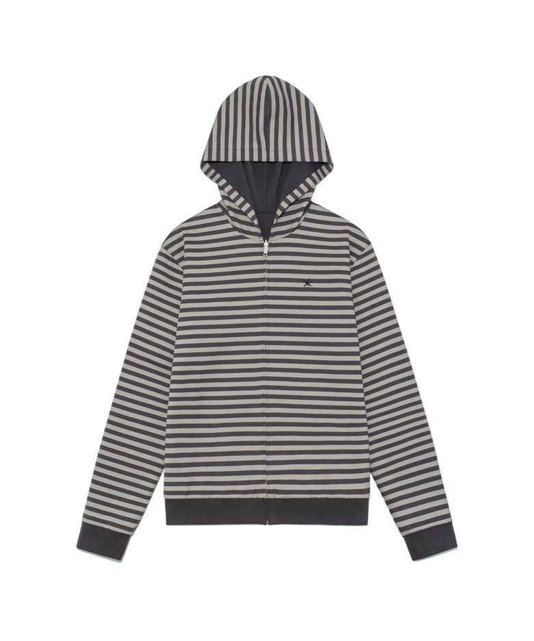 TCM reversible stripe hooded zip-up (charcoal)